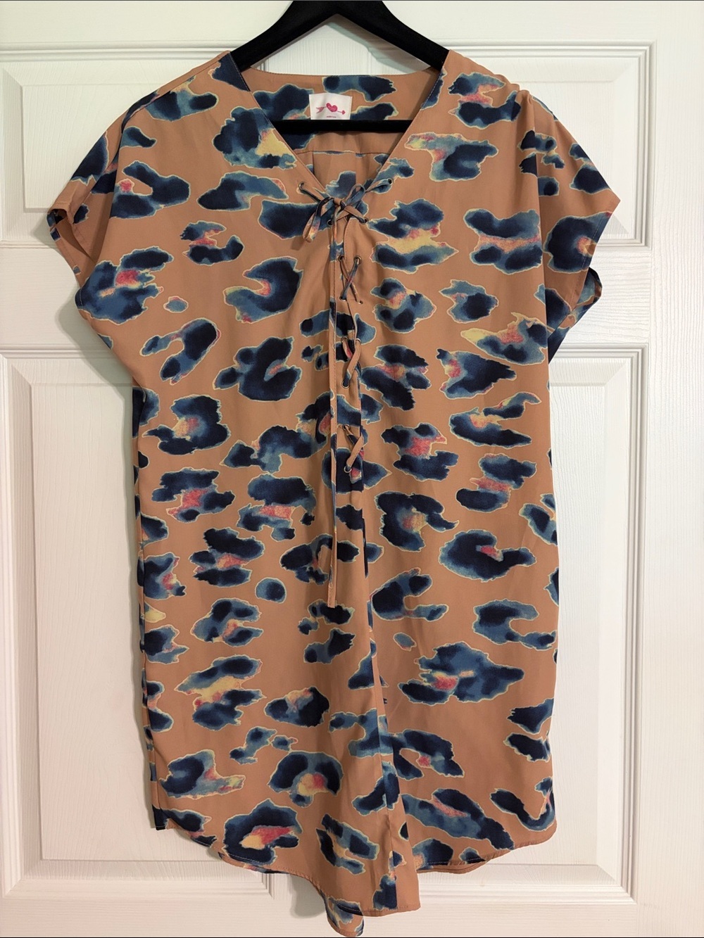 BuddyLove Baker Tunic Shift Dress Blush Blue Cheetah Animal Print
